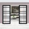 Double Sliding Door & Premium Wall Track - Eco-Urban® Metropolitan 7 Pane Doors DD6405SG Frosted Glass - 6 Colour Options