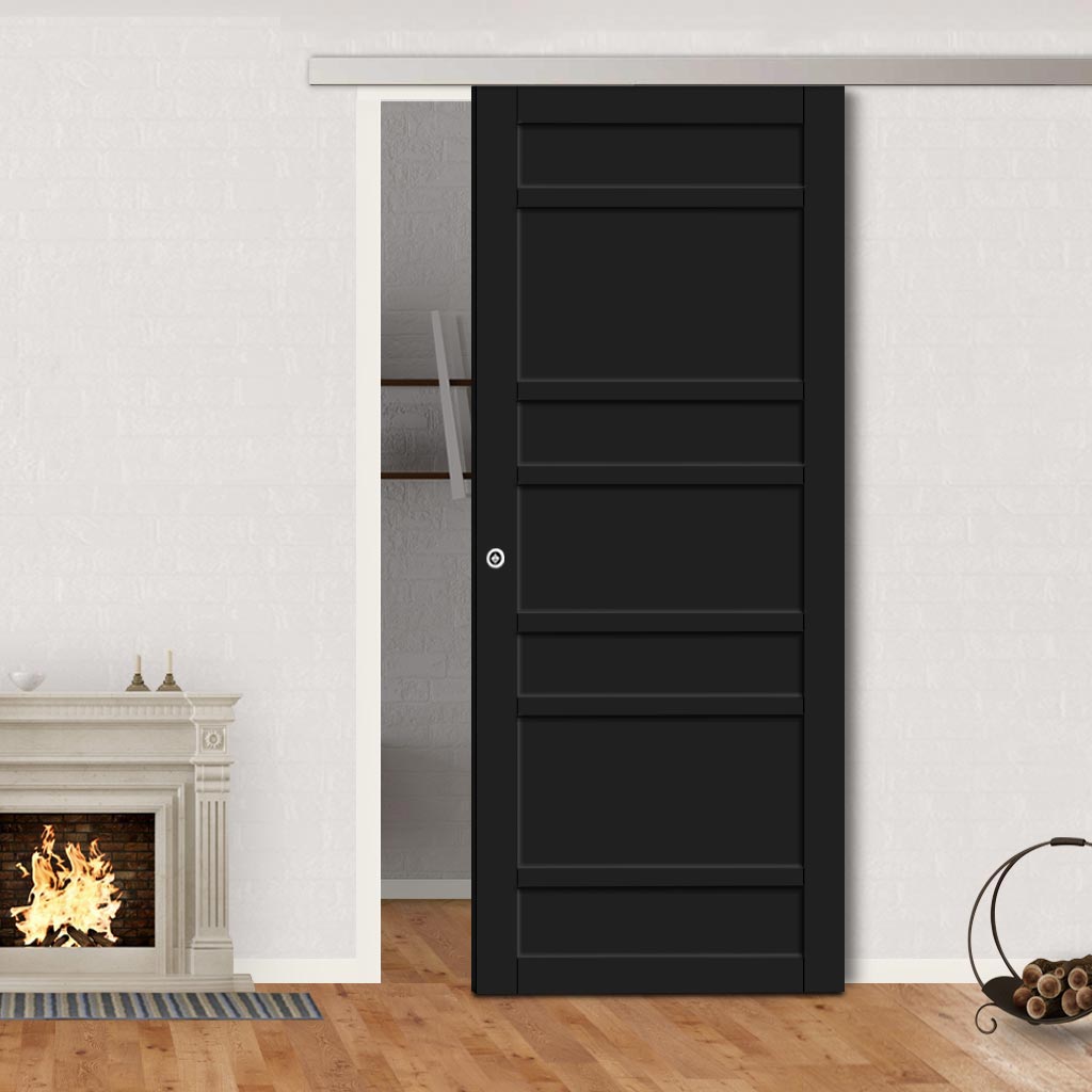 Single Sliding Door & Premium Wall Track - Eco-Urban® Metropolitan 7 Panel Door DD6405 - 6 Colour Options