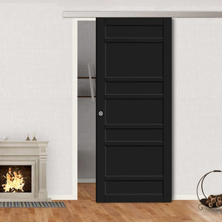 Image: Single Sliding Door & Premium Wall Track - Eco-Urban® Metropolitan 7 Panel Door DD6405 - 6 Colour Options