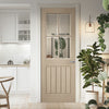 Mexicano Blonde Oak Internal Door - Vertical Lining - Clear Bevelled Glass - Prefinished