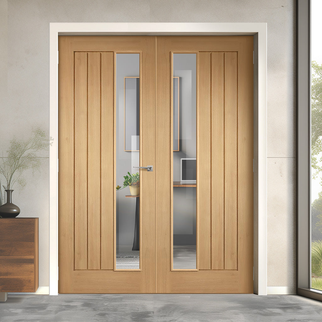 Mexicano Internal Door Pair - Offset Glazed - Prefinished – Direct Doors