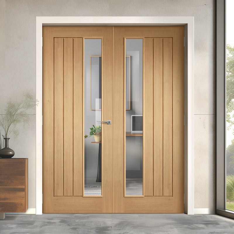 Off Set Doors Mexicano Internal Door Pair - Offset Glazed - Prefinished – Direct Doors