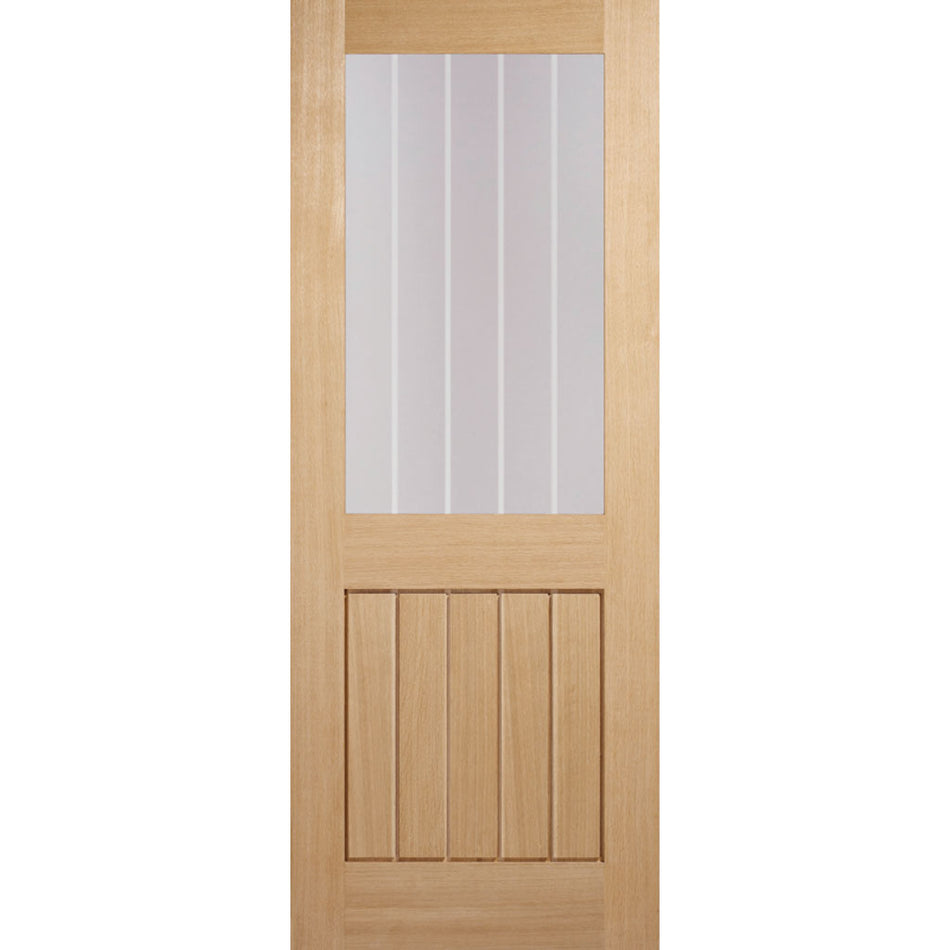 Mexicano Oak Internal Door - Clear Glass Frosted Lines - Prefinished