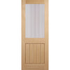 Mexicano Oak Door - Clear Glass Frosted Lines - 1/2 Hour Fire Rated - Prefinished