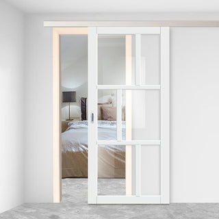 Image: Single Sliding Door & Premium Wall Track - Eco-Urban® Milan 6 Pane Door DD6422G Clear Glass - 6 Colour Options