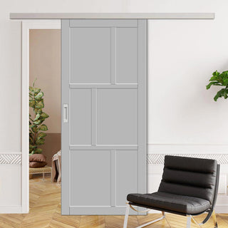 Image: Single Sliding Door & Premium Wall Track - Eco-Urban® Milan 6 Panel Door DD6422 - 6 Colour Options