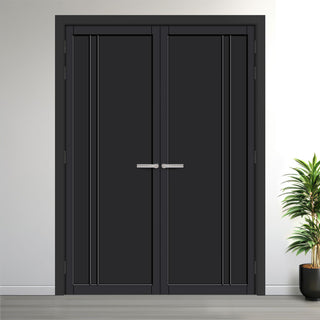 Image: Urban Lite® - Milano Panel Door Pair DD0101P - Black Premium Primed - Bespoke Sizes