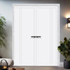 Milano Panel Solid Wood Internal Door Pair UK Made DD0101P - Cloud White Premium Primed - Urban Lite® Bespoke Sizes