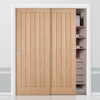 Minimalist Wardrobe Door & Frame Kit - Two Belize Oak Door - Unfinished
