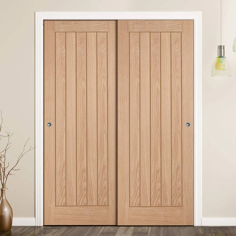 Minimalist Wardrobe Door & Frame Kit - Two Belize Oak Door - Prefinished
