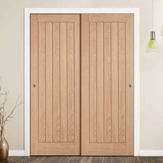Image: Minimalist Wardrobe Door & Frame Kit - Two Belize Oak Door - Prefinished