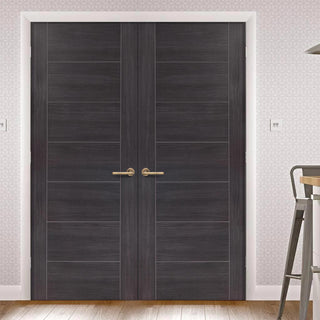 Image: Mode Palermo Door Pair - Umber Grey Laminate - 1/2 Hour Fire Rated - Prefinished