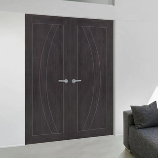 Image: Mode Salerno Door Pair - Umber Grey Laminate - 1/2 Hour Fire Rated - Prefinished