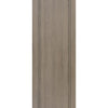Top Mounted Black Sliding Track & Double Door - Monaco Flush Light Grey Internal Door with Contrasting Lines - Laminated
