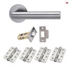 Monroe Door Lever Handle Pack - 4 Radius Cornered Hinges - Satin Stainless Steel