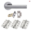 Monroe Door Lever Handle Pack - 3 Radius Cornered Hinges - Satin Stainless Steel