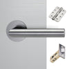 Monroe Door Lever Handle Pack - 3 Radius Cornered Hinges - Satin Stainless Steel