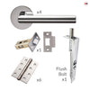 Monroe Double Door Lever Handle Pack - 6 Square Hinges - Polished Stainless Steel