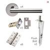 Monroe Double Door Lever Handle Pack - 8 Square Hinges - Polished Stainless Steel - Combo Handle and Accessory Pack
