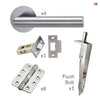 Monroe Double Door Lever Handle Pack - 8 Radius Cornered Hinges - Satin Stainless Steel - Combo Handle and Accessory Pack