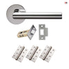Monroe Door Lever Handle Pack - 3 Square Hinges - Polished Stainless Steel