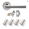 Monroe Door Lever Handle Pack - 4 Square Hinges - Polished Stainless Steel