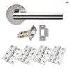 Monroe Door Lever Handle Pack - 4 Square Hinges - Polished Stainless Steel