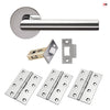 Monroe Door Lever Handle Pack - 3 Square Hinges - Polished Stainless Steel