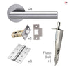 Monroe Double Door Lever Handle Pack - 8 Square Hinges - Satin Stainless Steel - Combo Handle and Accessory Pack