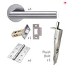 Monroe Double Door Lever Handle Pack - 6 Square Hinges - Satin Stainless Steel - Combo Handle and Accessory Pack