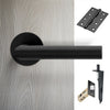 Monroe Double Door Lever Handle Pack - 8 Square Hinges - Matt Black - Combo Handle and Accessory Pack