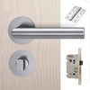 Monroe Door Lever Bathroom Handle Pack - 4 Square Hinges - Satin Stainless Steel