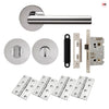 Monroe Door Lever Bathroom Handle Pack - 4 Square Hinges - Polished Stainless Steel