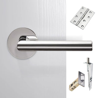 Image: Monroe Double Door Lever Handle Pack - 6 Square Hinges - Matt Black - Combo Handle and Accessory Pack