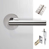 Monroe Double Door Lever Handle Pack - 8 Square Hinges - Polished Stainless Steel - Combo Handle and Accessory Pack