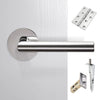 Monroe Double Door Lever Handle Pack - 8 Square Hinges - Polished Stainless Steel - Combo Handle and Accessory Pack