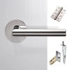 Monroe Double Door Lever Handle Pack - 6 Square Hinges - Polished Stainless Steel