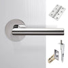 Monroe Double Door Lever Handle Pack - 6 Square Hinges - Polished Stainless Steel