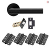 Monroe Door Lever Handle Pack - 4 Radius Cornered Hinges - Matt Black