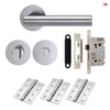 Monroe Door Lever Bathroom Handle Pack - 3 Square Hinges - Satin Stainless Steel