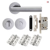 Monroe Door Lever Bathroom Handle Pack - 3 Radius Cornered Hinges - Satin Stainless Steel