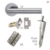 Monroe Double Door Lever Handle Pack - 6 Radius Cornered Hinges - Satin Stainless Steel - Combo Handle and Accessory Pack