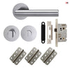 Monroe Door Lever Bathroom Handle Pack - 3 Radius Cornered Hinges - Satin Stainless Steel