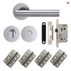 Monroe Door Lever Bathroom Handle Pack - 4 Radius Cornered Hinges - Satin Stainless Steel