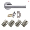 Monroe Door Lever Handle Pack - 4 Radius Cornered Hinges - Satin Stainless Steel