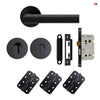 Monroe Door Lever Bathroom Handle Pack - 3 Radius Cornered Hinges - Matt Black
