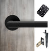 Monroe Double Door Lever Handle Pack - 8 Radius Cornered Hinges - Matt Black - Combo Handle and Accessory Pack