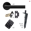 Monroe Double Door Lever Handle Pack - 6 Radius Cornered Hinges - Matt Black - Combo Handle and Accessory Pack