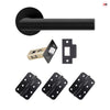 Monroe Door Lever Handle Pack - 3 Radius Cornered Hinges - Matt Black