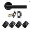 Monroe Door Lever Handle Pack - 4 Radius Cornered Hinges - Matt Black